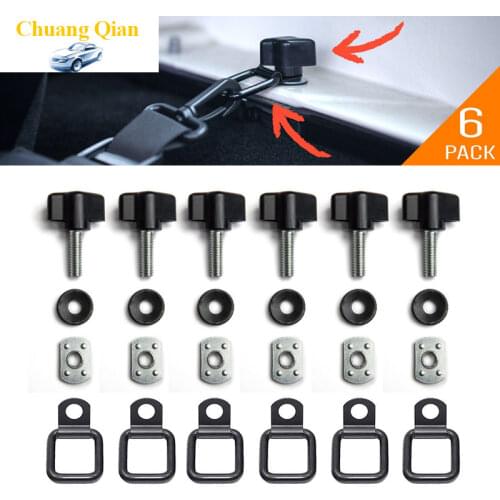 Chuang Qian 6 Pcs/Set Car Accessories Hardtop Removal Thumb Screw D-rings Kit for Jeep Wrangler TJ JK JKU Sport 1995-2019