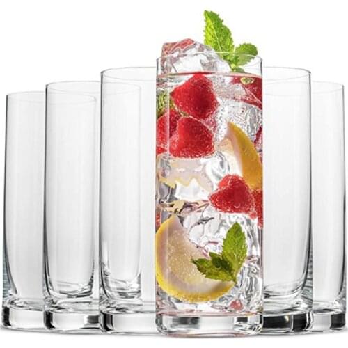 Drinking Glasses Highball Glass Cups for Cocktails Whiskey Water Juice Beer Wine Glass Cups Glassware Heavy Base Lead-Free Clear