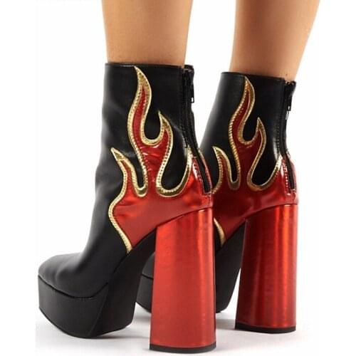 Brand Designer Mixed Colors Women Boots Female High Heels Zipper-Sid Ankle Platform Boot Sexy Ladies Shoes Boots for Women