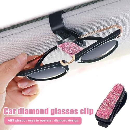 Glasses Holder for Car Visor Fashion Crystal Rhinestones Car Sun Visor Glasses Clip BIN