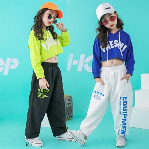 Kids Hip Hop Clothing Oversized Cropped Hoodie Sweatshirt Shirt Tops Pants Girls Boys Jazz Dance Performance Costumes Outfits