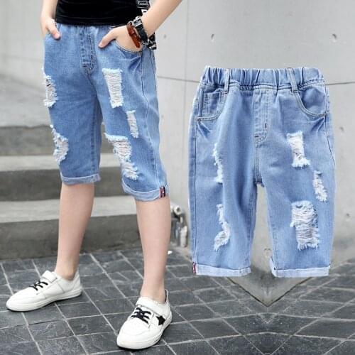 IENENS Summer Kids Boys Jeans Clothes Children Boy Denim Shorts Pants Elastic Waist Pants Clothing Short Jeans