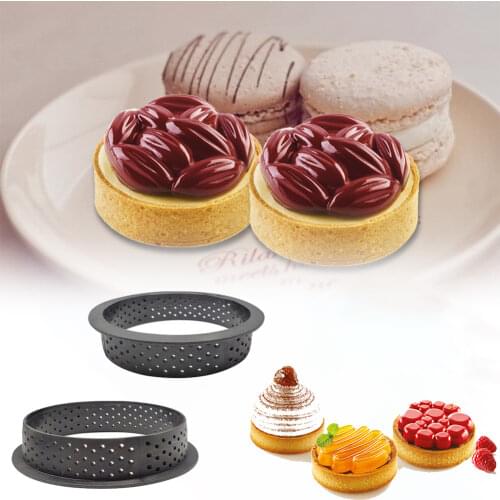 1Pcs Mousse Circle Cutter Tart Ring Mold French Dessert DIY Cake Mold Decorating Tool Perforated Ring Non Stick Bakeware Tart