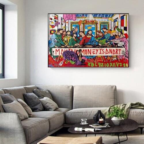 Graffiti The Last Supper Car Street Art Canvas Print Painting Abstract Figure Wall Picture Living Room Home Decoration Poster