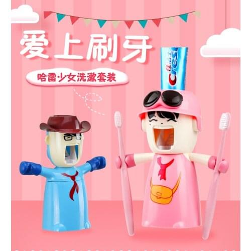 Harley Girl /Cloud Cottage Suction toothpaste toothbrush rack/automatic toothpaste kits