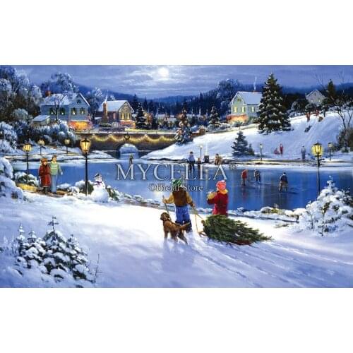 Joyful Season 5d Diy Diamond Painting Cross Stitch Diamond Embroidery Animals Winter Mosaic Christmas Posters Full Rhinestone