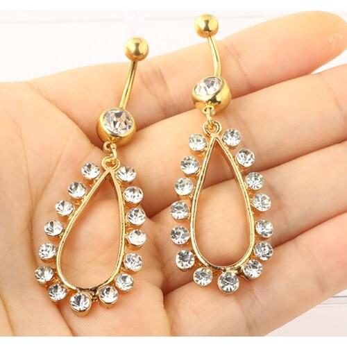 Surgical Steel Belly Button Rings Pearl Heart Barbell Crystal CZ Navel Rings Piercing Body Jewelry For Woman Ombligo Wholesales