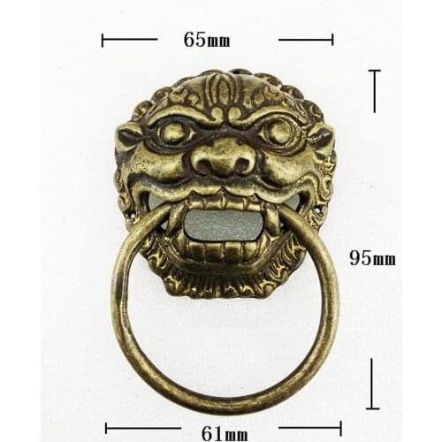 Brass Chinese Vintage Animal Beast Head European Antique Furniture Door Pull Handle,65*95mm,1PC