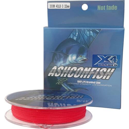 Red color never faded fishing line braided 100M 300M 4 Strands super strong pe saltwater 2-100LB wire ice 0.06-0.55mm cord green