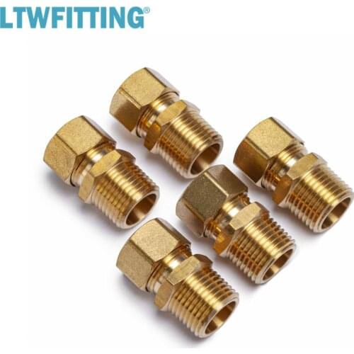 LTWFITTING 5/8" OD x 1/2" Male NPT Compression Connector,BRASS COMPRESSION FITTING