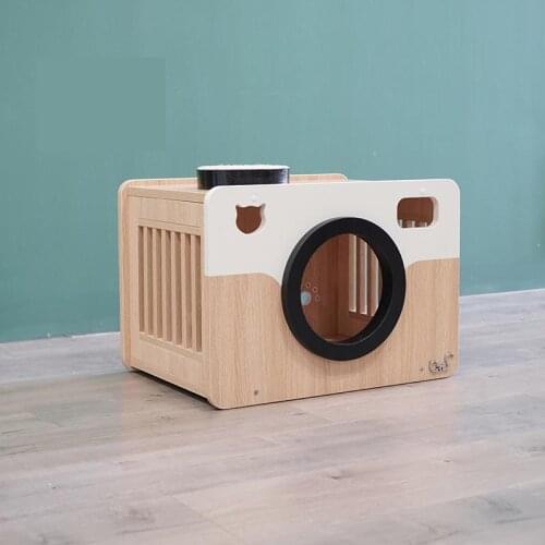 Cat Furniture Retro Color Matching Wooden Cat House Litter Pet Supplies