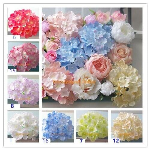 2017NEW! 16CM/6.3" artificial fake hydrangea flower head diy wedding arch wall flower bouquet wreath garland home decoration