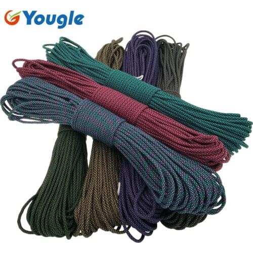YOUGLE Outdoor Paracord 550lb 100FT Parachute Cord Lanyard Rope Type III 7 Stand Camping Survival Rope Wholesale 186-192