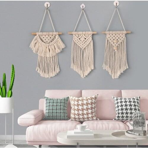 Hand-woven Pendant Macrame Wall Hanging Art Woven Tapestry Bohemian Crafts Decoration Gorgeous Tapestry for Home Bedroom