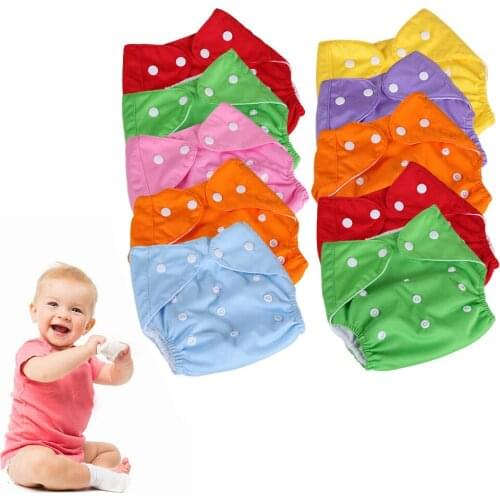 10PCS Adjustable Reusable Nappies Washable Waterproof Breathable Baby Cloth Diapers Soft Cover for Infant Newborn Baby Children