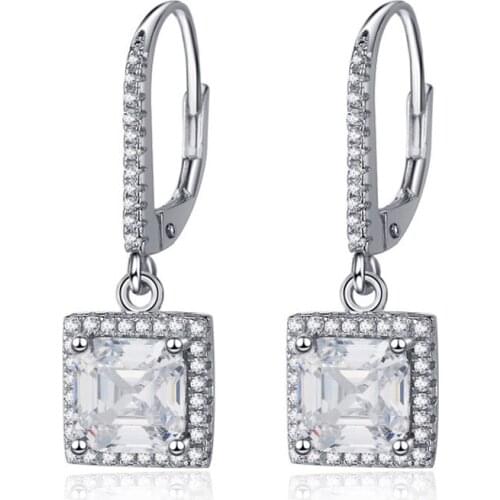 Fashion Simple Square 7A Cubic Zircon Stone Dangle Earrings For Women Girls Punk Clip Drop Earing Party Gifts Fine Jewelry