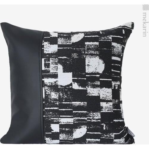 Light luxury black and white stitching cushion pillow villa hotel sofa pillow living room bedroom dining room waist pillow