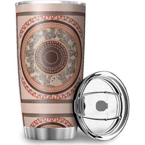 600ML Thermal Cup with Lid Water cup Mandala Design Tumbler Stainless Steel Car Cup Leak Proof bottle Custom Fine Creative Cup