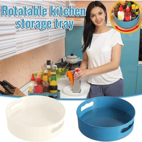360 Rotating Round Spice Storage Rack Tray Turntable Kitchen Jar Holder Storage Box Multifunction Container Sundries Organizer