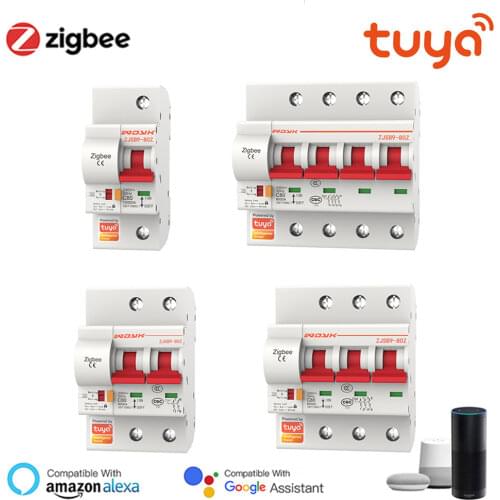 Tuya Zigbee 3.0 Smart Circuit Breaker ZJSB9 1P-4P Smart Voice Switch Timer, Smart Home Remote Control Via Tuya Alexa Google Home