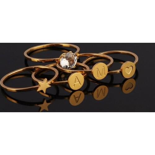 Stainless Steel Ring Women letter ring for women Star Ring Love Personality Combination Ring Accessory Ring