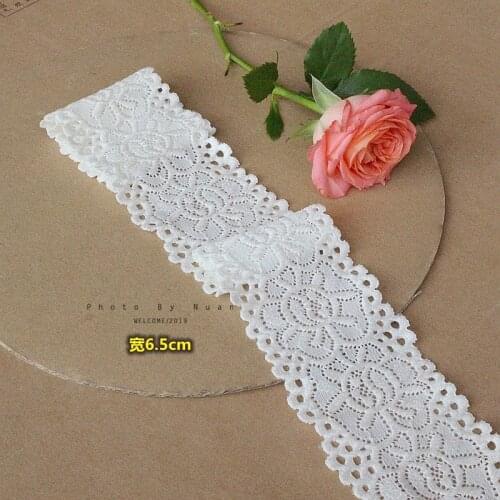 1 Meter 6.5CM Wide Thick Elastic Lace Ribbon White Black Embroidered Lace Trim Lace Fabric Stretch Lace Trimmings for Sewing