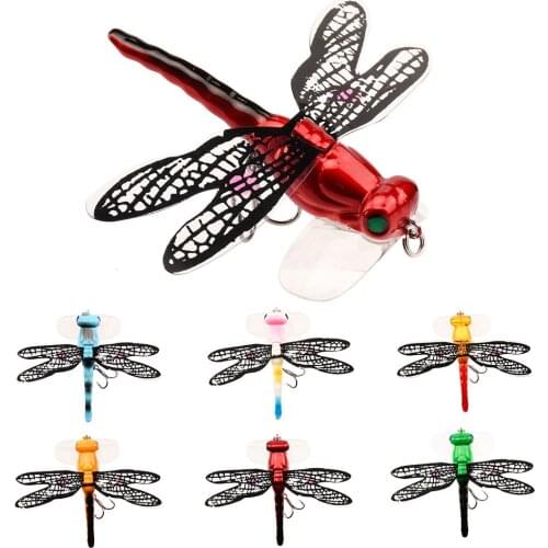 1Pc Topwater Fishing Bait Lure Hook Weight 6g Length 75mm Life-like Dragonfly Floating Fly Fishing Flies Hairy Hook Insect Lure