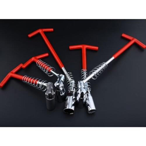 1PCS Car Universal T-Handle Dual Use Spark Plug Wrench, Candle Key With Hinge And Rubber Band, Spark Plug Tool 14/16/21mm