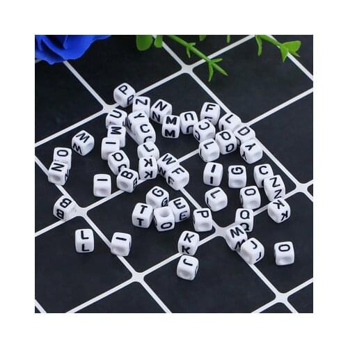 100PCS 6x6mm Square Alphabet 26 letter Beads DIY Necklace Bracelet Necklace Jewelry Production