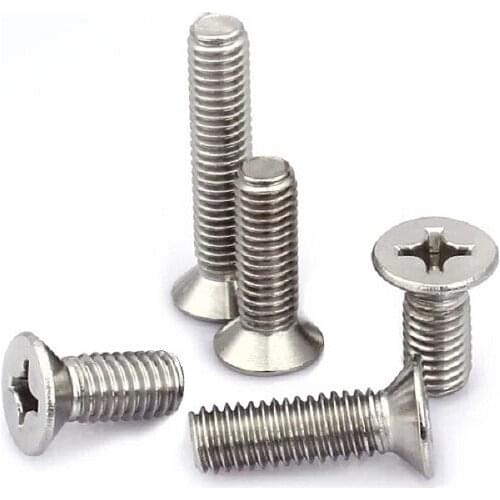 100pcs/lot GB819 DIN965 M4 M5 stainless steel 304 phillips flat countersunk head micro mach