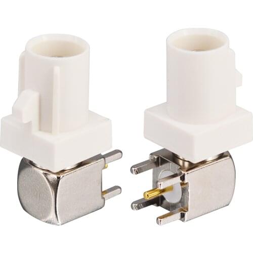 2 Pieces Fakra Code B SMB Plug Male PCB Mount Angled RF Connector White/9001 for Car Radio with Phantom Supply Antenna Reciever