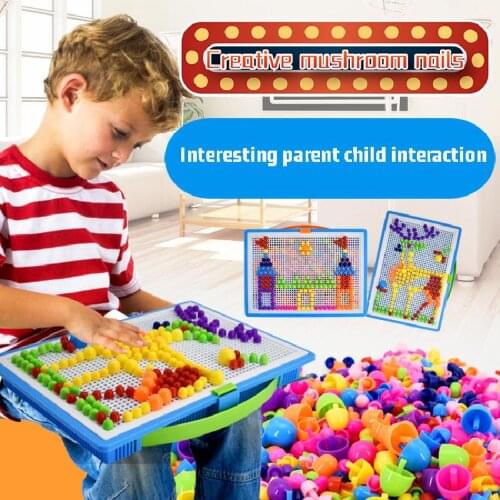 296 Pieces Of Diy Assembling Puzzle Creative Mushroom Nail Childrens Educational Toy Clever Nail Plate To Send Drawings