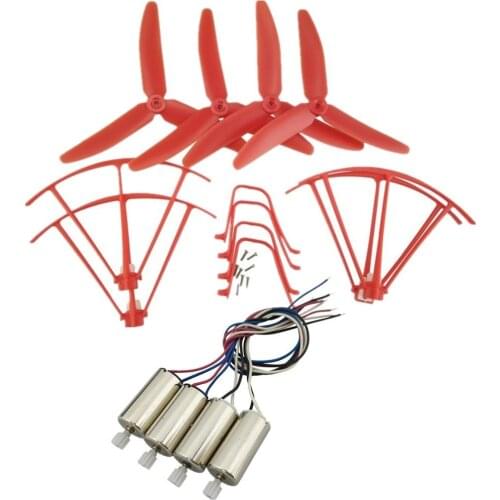 4pcs Motors + Three-Blade 3 Blade Propellers + Propeller Protectors Guards + Landing Skid for Syma X5UW X5UC RC Quadcopter Drone