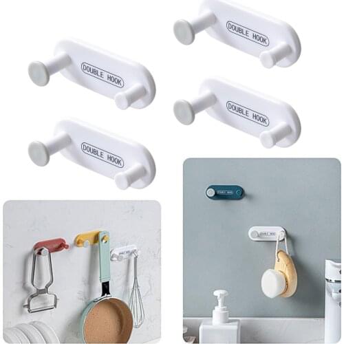 4x Wall Hooks Plastic Durable Coat Hat ers Bathroom Space-Saving Hook