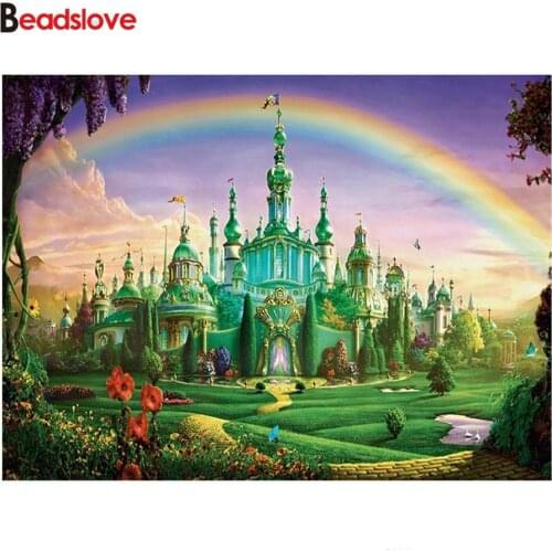5d diamond mosaic Wall Art Fairy tale Wonderland Rainbow Castle diy diamond mosaic embroidery full square drill rhinestone