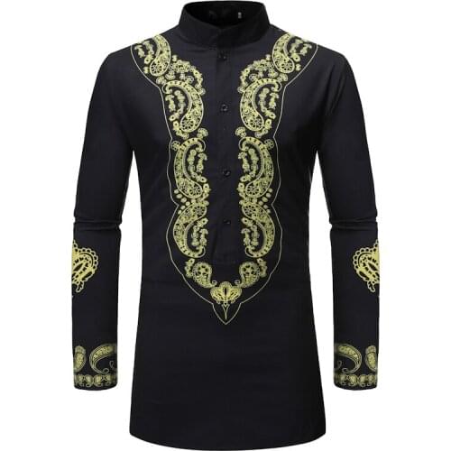 African Dashiki Print Dress Shirt Men Nice Brand Slim Fit African Clothes Men Hip Hop Streetwear Casual Shirts Camisa Masculina