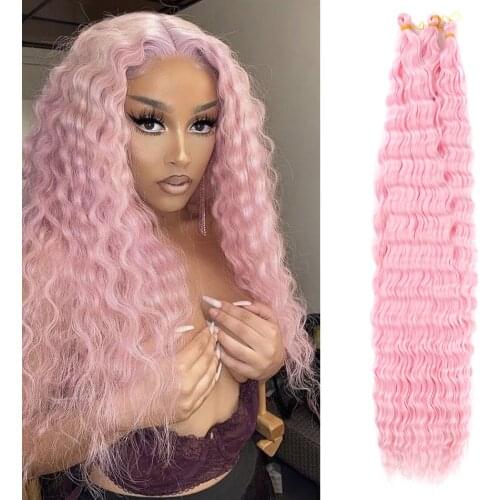 Water Wave Crochet Braiding hair Synthetic Extensions Soft 28 Inch Afro Curls Colorful High Tempreture Fiber Deep Wave For Women