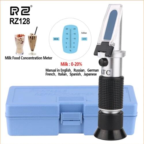 RZ Portable Milk Refractometer Auto 0-20% Milk Food Concentration Meter Handheld Refractometer Brix ATC Tester RZ128