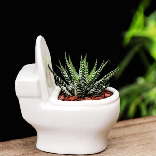 Garden White Ceramic Succulent Flowerpot Creative Toilet Shaped European Balcony with Green Planter Hotel Flowerpot Pots Plants