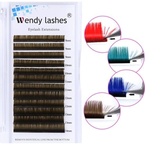 Coloured Lashes Easy Fan Mix Length False Eyelash Extension Faux Mink Flare Lashes Green/Purple/Red/Blue Lash Extension Supplies