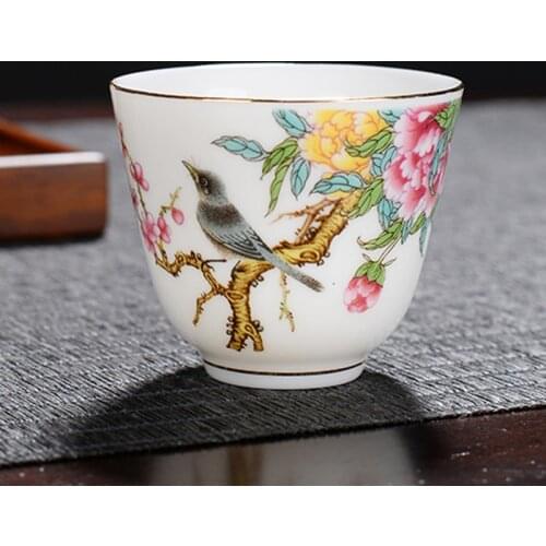 Animal master cup Porcelain tea cup bird pattern painted ceramic teacup vintage small tea bowl accessories