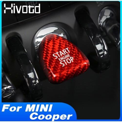 Hivotd Car Engine Start Stop Button Cover Trim Carbon Fiber Interior Decoration Accessories For Mini Cooper F54 F55 F56 F57 F60