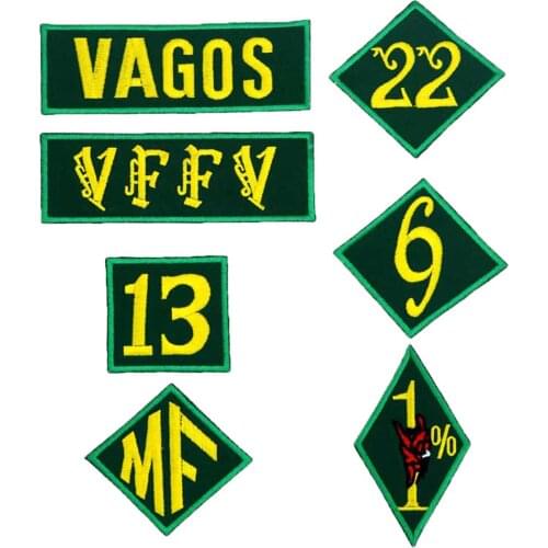 VOGAS VFFV 22 13 1% name tags Embroidered Applique punk biker Patches Clothes Stickers Apparel Accessories Badge