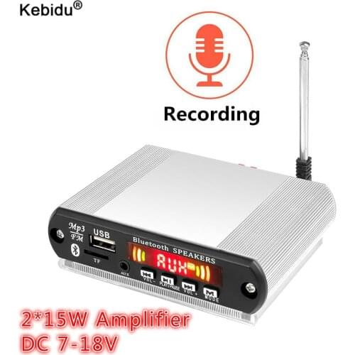 Kebidu 2*15W Amplifier MP3 Decoder Board Wireless Bluetooth5.0 Recording MP3 Player DIY Shell Support USB/SD/FM Audio Module
