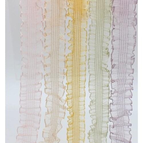 1Yards Embroidery Lace Fabric Sewing Trim Wedding Dress Chiffon Lace Trim 3cm Elastic Ribbon Laces Material Crafts encajes LA26