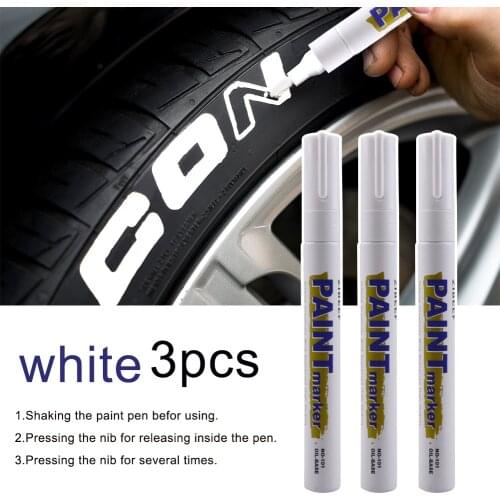 New 3 Pcs White Paint Marker Graffiti Pen Tire Oil Car Tire Waterproof Set Quick Dry And Permanent Auto Accessories Dropshipping