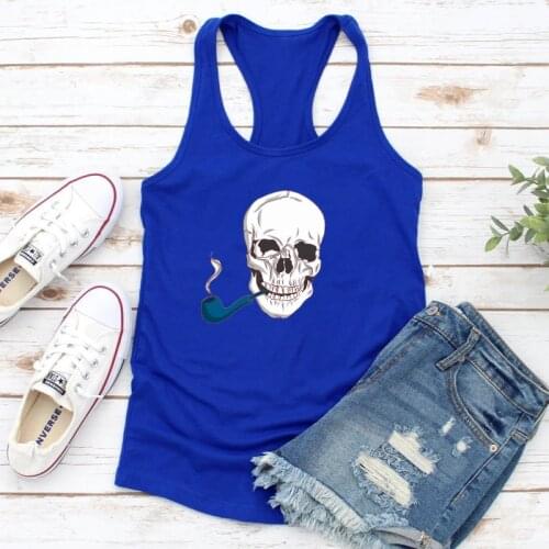 Skull smoking Printing Tank Top Women Sleeveless Summer Tank Tops for Girls Loose Vest Ladies Aesthetic Ropa De Mujer y2k top
