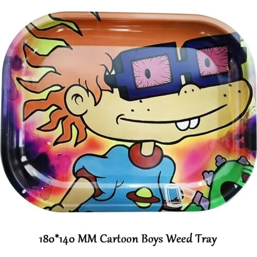 Cartoon Boys Rolling Tray For Tobacco Metal Storage Rolling Tray DIY Cigarette Herb Smoking Accessories Tinplate Plate Dropship