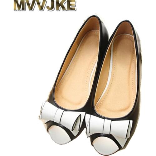 MVVJKE Summer Womens Ballet Flats Shoes Peep Toe Butterfly-Knot Cute Women Boat Shoes Student Slip On Big Size Flat shoes