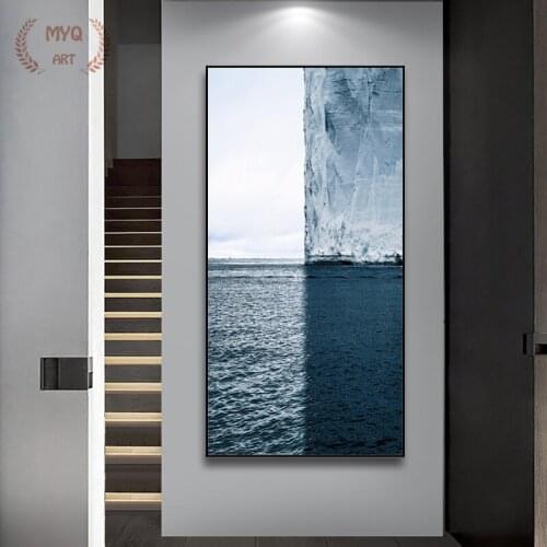 Blue Sea Iceberg Landscape Canvas Quadro Painting Posters and Prints Cuadros Wall Art Pictures for Living Room Home Decoration